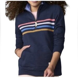 L.L. Bean Peaks Island Organic Cotton 1/4 Zip Pullover Navy Sweatshirt. Size S.